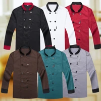 new chef jacket hotel restaurant work wear double breasted mens kitchen chef uniform cook clothes food services frock coats 89