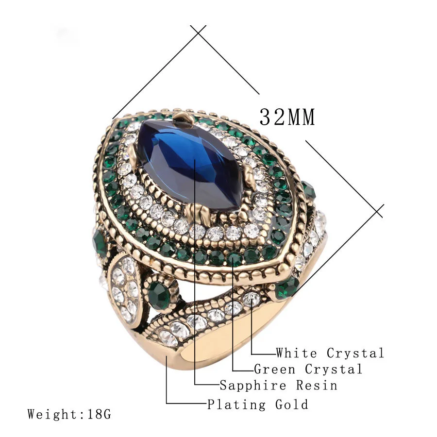 Женское кольцо с кристаллами и опалами в стиле панк | Украшения аксессуары