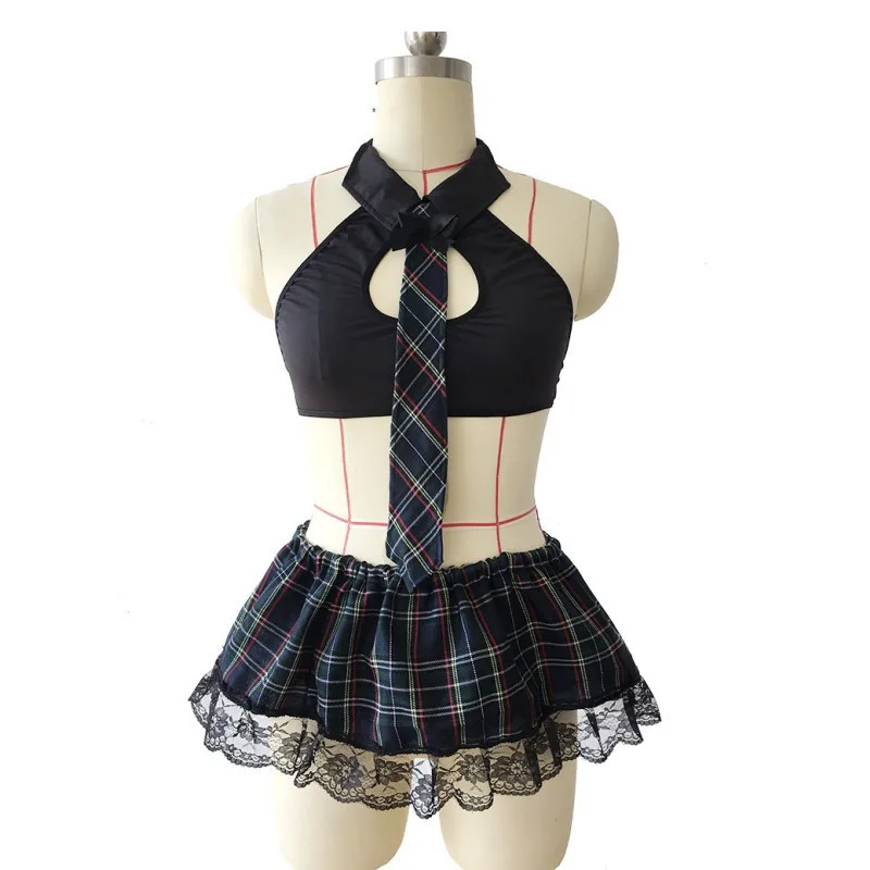 Сексуальное нижнее белье косплей униформа для студентов порно комбинация