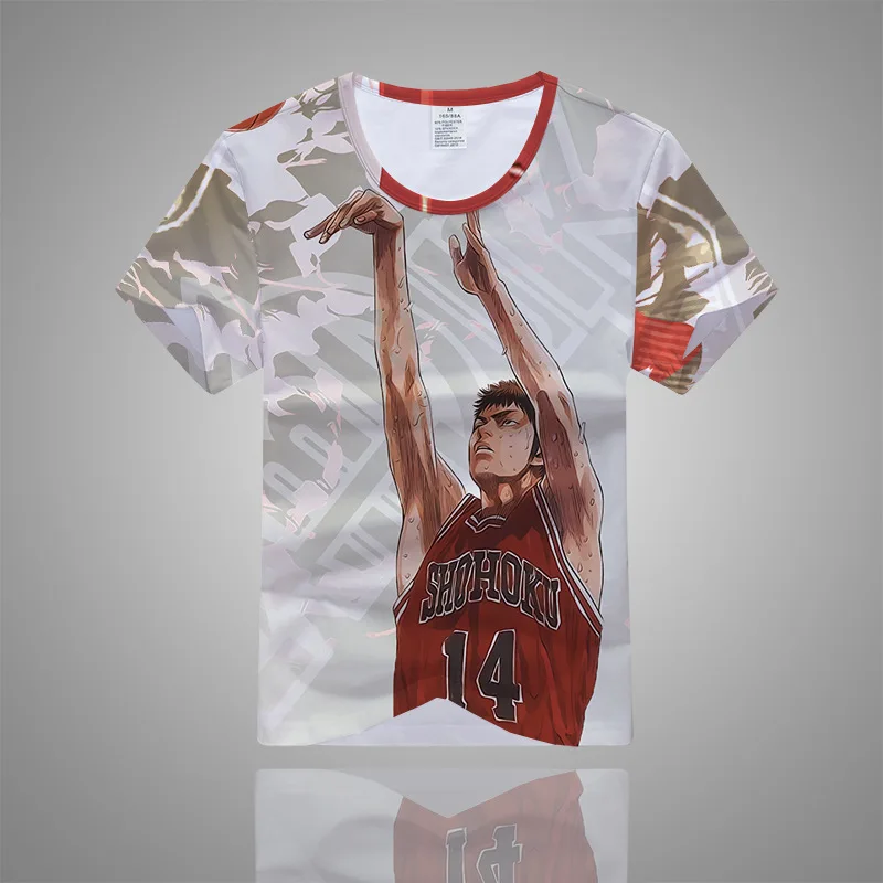 Аниме футболка Slam Dunk Akagi Hanamichi 3D короткий рукав фитнес Косплей Баскетбольная
