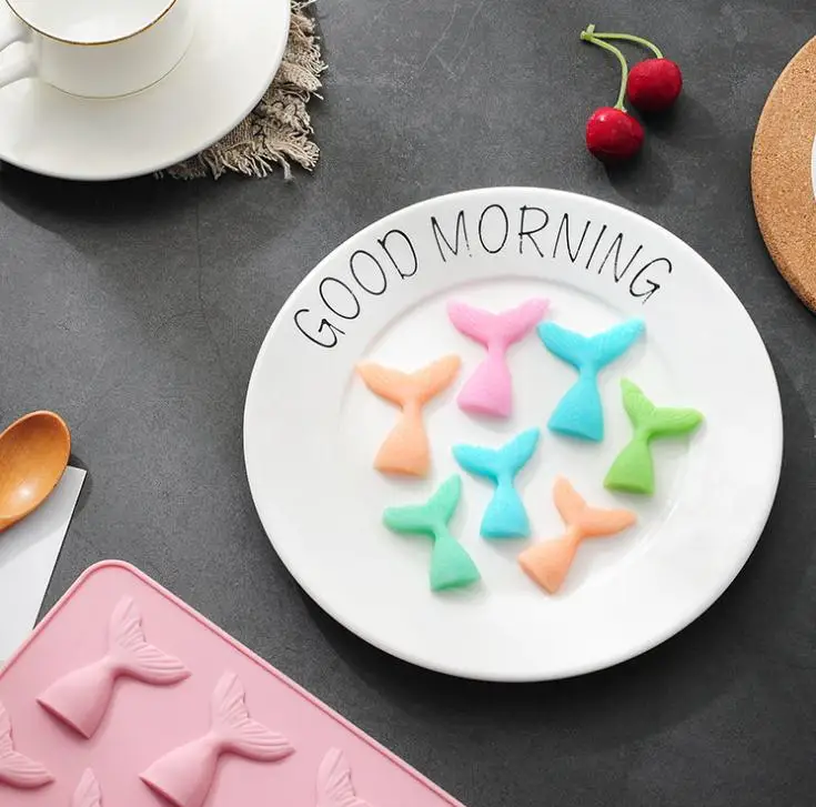 18 сетки рыбий сказки силиконовые формы хвост русалки помадки плесень для