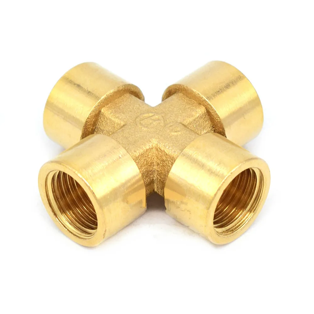 Brass Pipe Fitting 4 Way Connector Cross 1/4" 3/8" 1/2" male Thread Copper Barbed Coupler Adapter Coupling