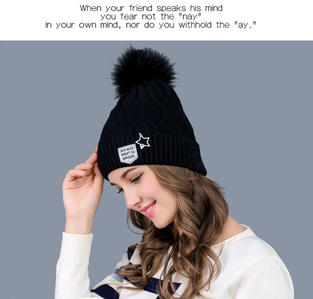 Youhan Skullies шапочки модные женские туфли шляпа зимние однотонные утепленные Пентакль прекрасная леди теплая шапка вязаный шерстяной Кепки Прямая