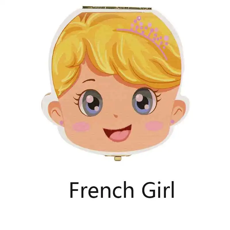 French girl Детская коробка для зубов, органайзер для России, коробки для хранения, органайзер для молочных зубов, деревянная коробка для хранения, альбом, сувенир, коробка для хранения - Цвет: French girl