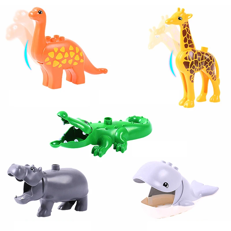 Diy строительные блоки совместимые с Lepining Duploe ZOO модели животных динозавр олень