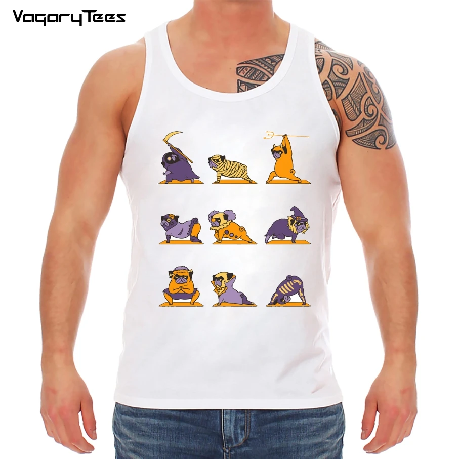

New Summer men tank-top Boxer Dog Yo ga Fashion White Casual Tops man Novelty Print Cute clothing