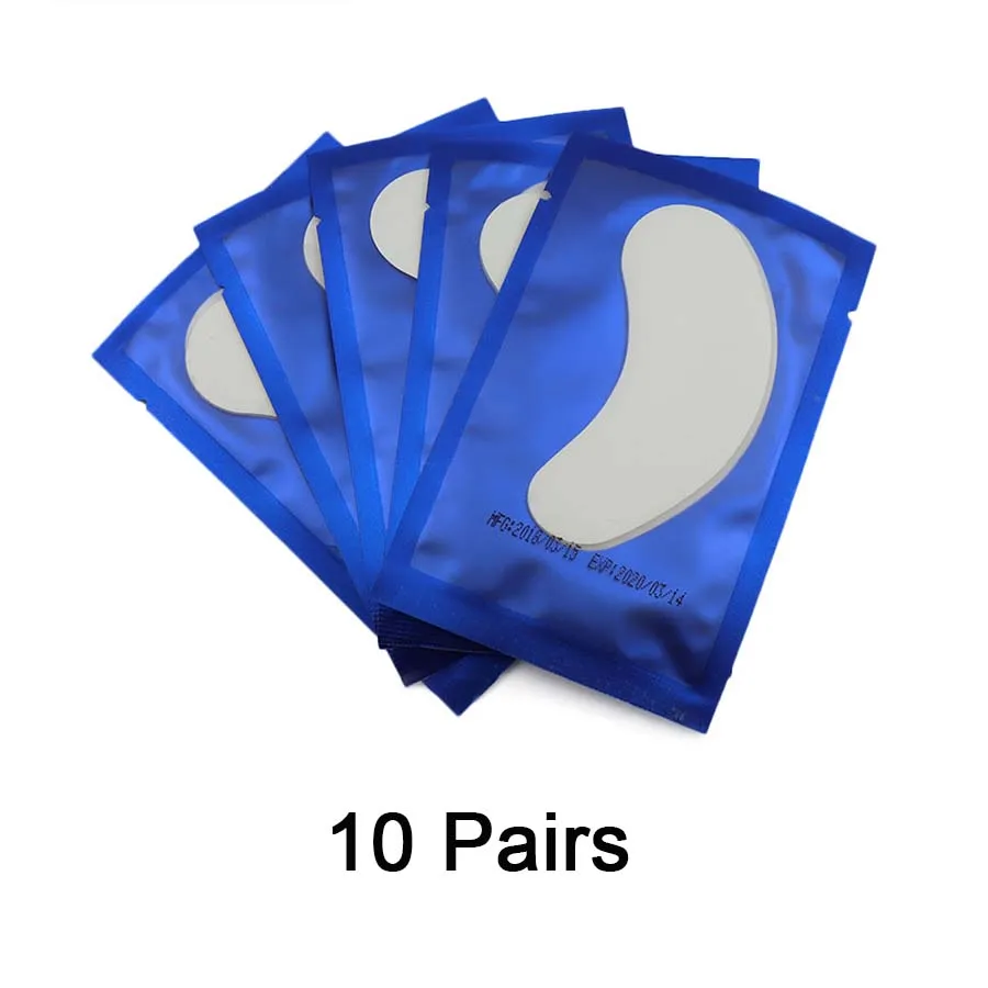 10 Pairs Blue Аксессуары для наращивания ресниц, накладки под глаза, 10/50 пар, без ворса, гелевая Подушечка для наращивания ресниц, натуральный Hyfrogel профессиональный - Цвет: 10 Pairs Blue