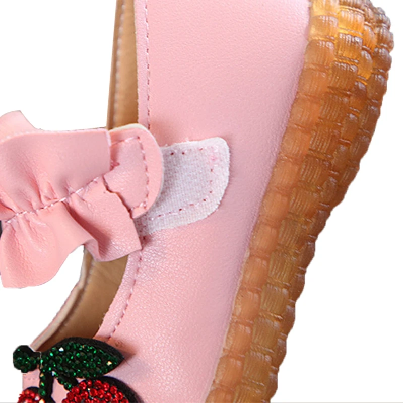 

Baby Girl Shoes Breathable Rhinestone Cherry Design Anti-Slip Shoes Casual Sneakers Toddler Soft Soled First Walkers Super