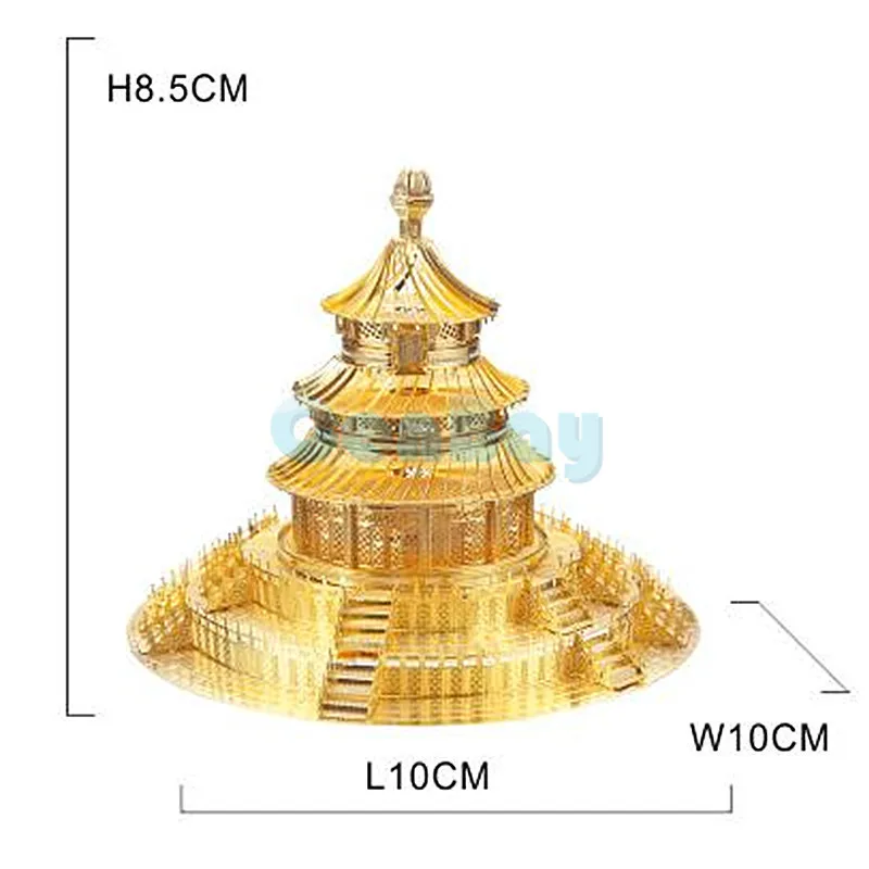 TEMPLE OF HEAVEN PieceCool Золотой 3D металлический пазл собранная архитектурная модель Лобзики DIY знаменитая конструкция 3D модели для детей игрушки и подарок - Цвет: TEMPLE OF HEAVEN
