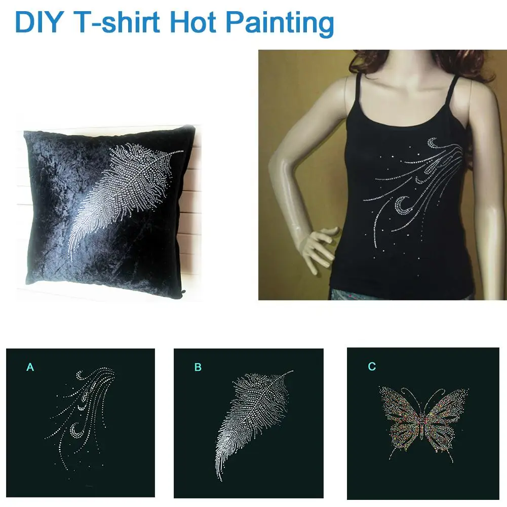 DIY Одежда Футболка теплопередача пирограф изысканный уникальный со стразами