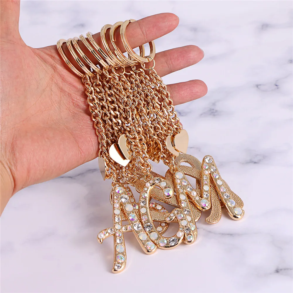 Коми модный брелок с буквенным номером хрустальные стразы для ключей ювелирное