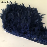 10meter navy blue natural turkey feather fringe trim ribbon 10 15cm for wedding skirt dress decoration diy party craft feather