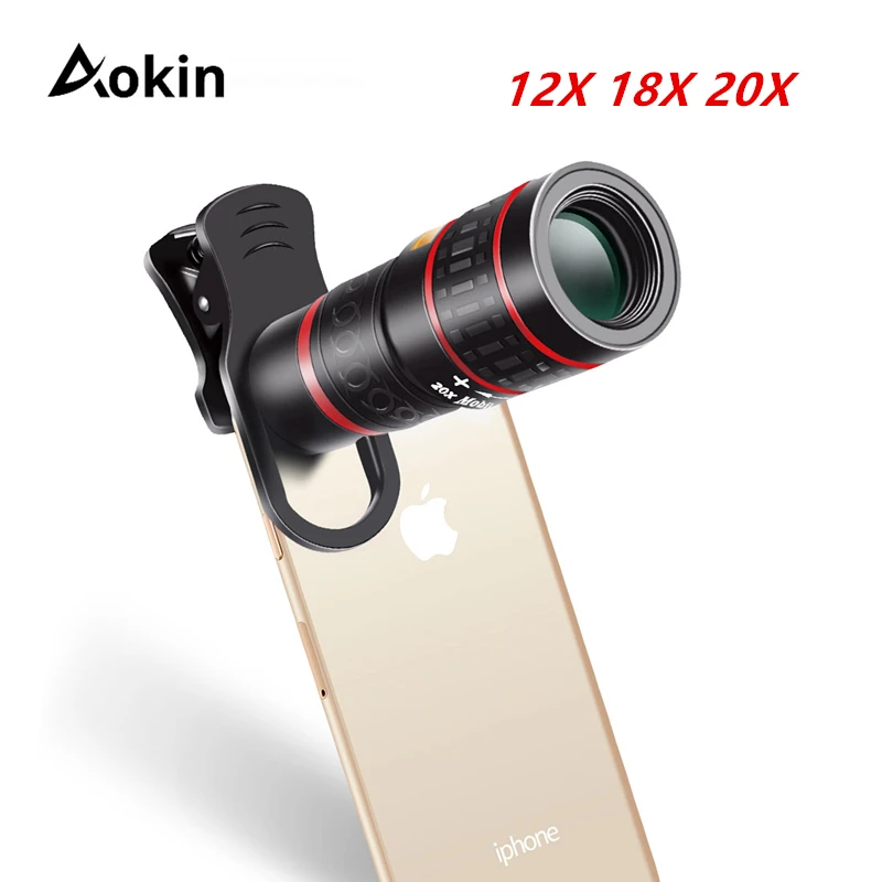 Aokin фотообъектив с универсальным зажимом зум 18X 20X для мобильного телефона