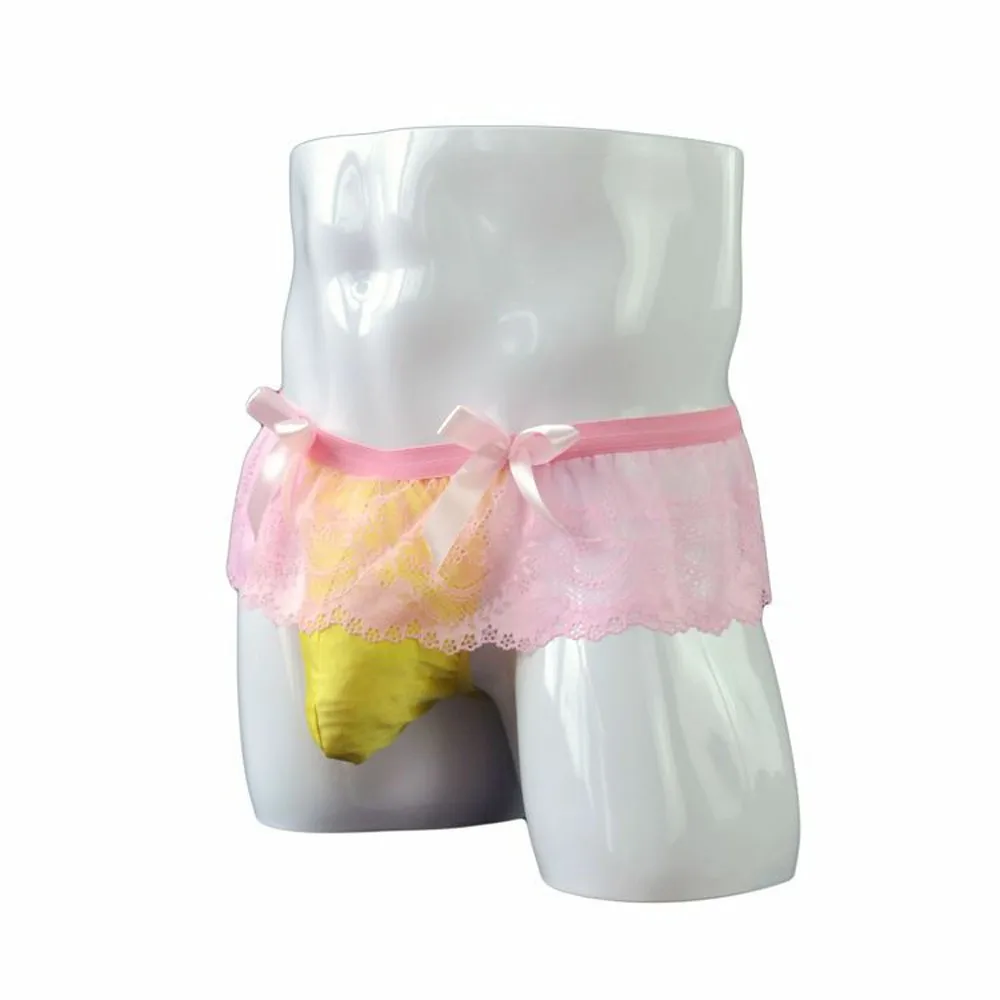 Розовая кружевная Прозрачная Юбка с сумочкой для пениса стринги и сексуальные