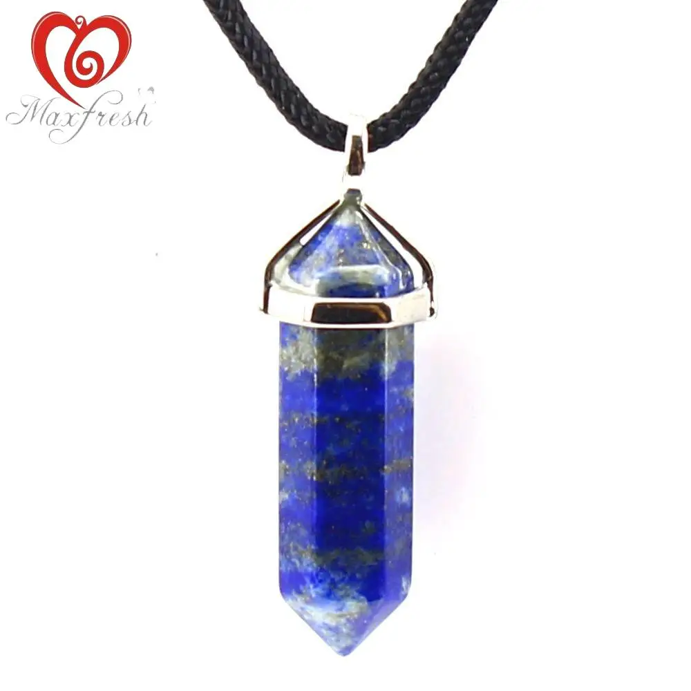 Maxfresh модные натуральный камень в виде пули Sharp Кристалл столб для женщин цепочки