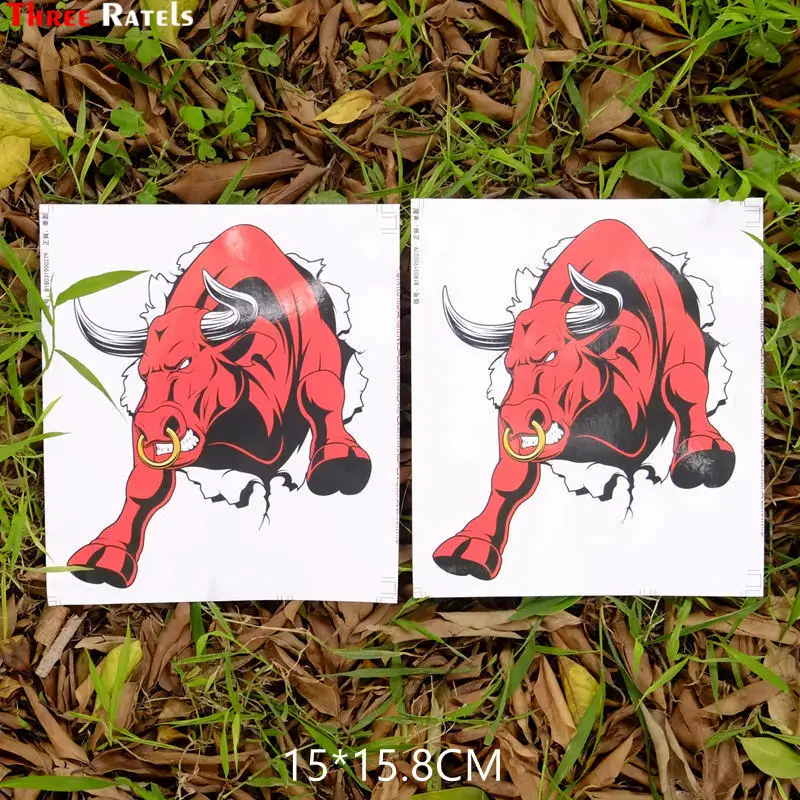 1295 red 2 pieces Three Ratels TZ-176 17.4*10см 1-5шт стикеры Красный Гневный Бык наклейки на авто наклейка для авто Наклейки - Название цвета: 1295 red 2 pieces