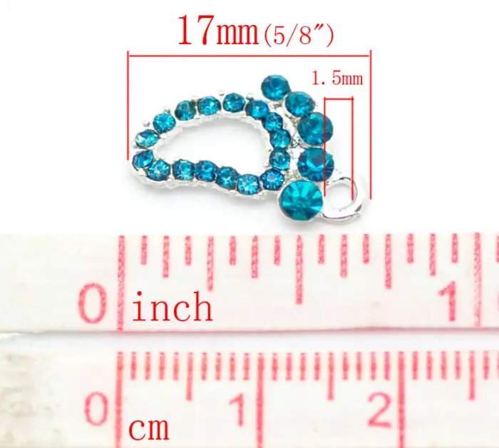 Doreenbeads/розница 10 шт. милые серебряные подвески с павлиньим синим горным хрусталем