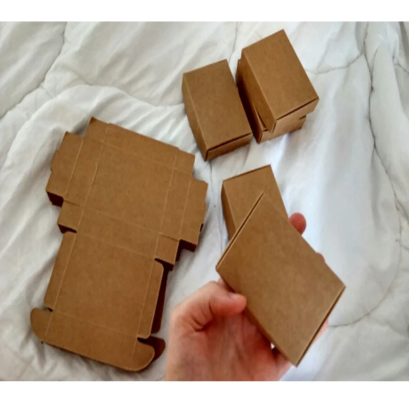 

50pcs Small Kraft paper gift packaging box,kraft cardboard handmade soap candy box,personalized craft paper gift box