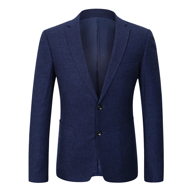 

Мужской деловой пиджак yunклос, темно-синий Модный Повседневный шерстяной пиджак, мужской Красивый приталенный Блейзер, мужская одежда