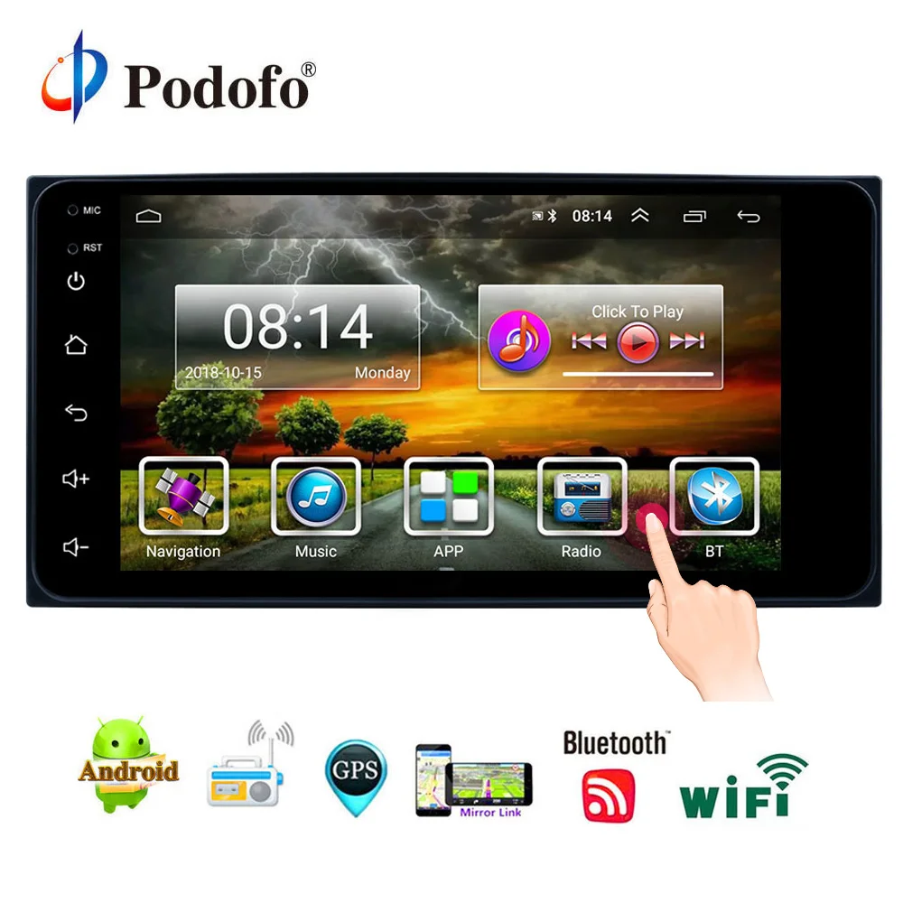 Podofo 2 Din Android 6 0 Автомобильный Радио стерео Мультимедиа играть gps навигации WIFI Bluetooth