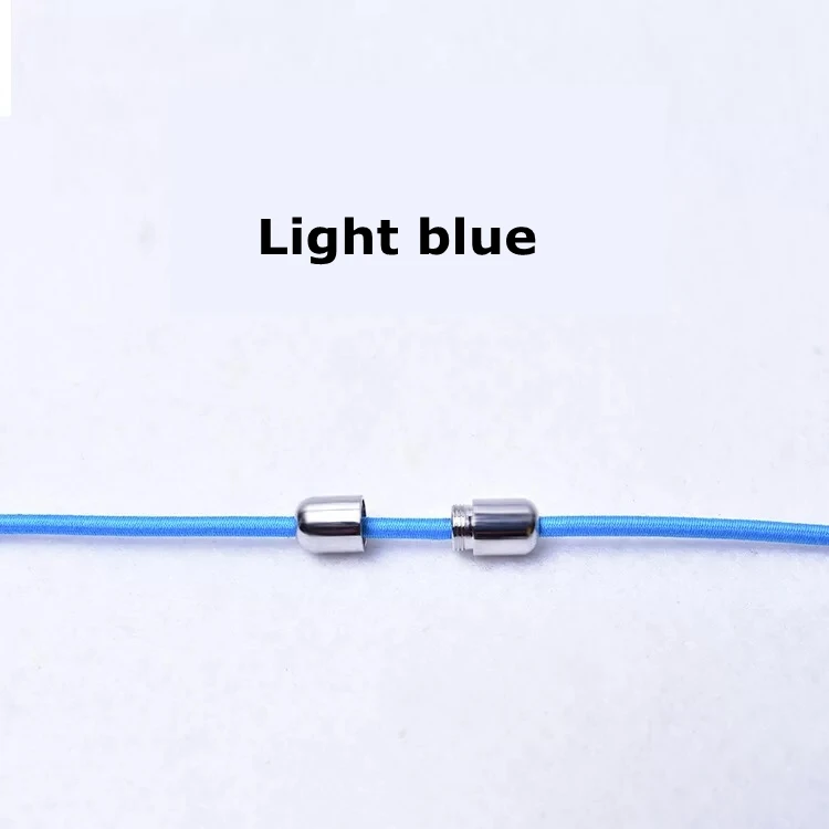Light blue 1 пара эластичных запирающих шнурков, круглые шнурки без завязок, шнурки для обуви для детей и взрослых, быстро скользящие кроссовки, шнурки для обуви, шнурки для обуви, шнурки, 25 цветов - Цвет: Light blue