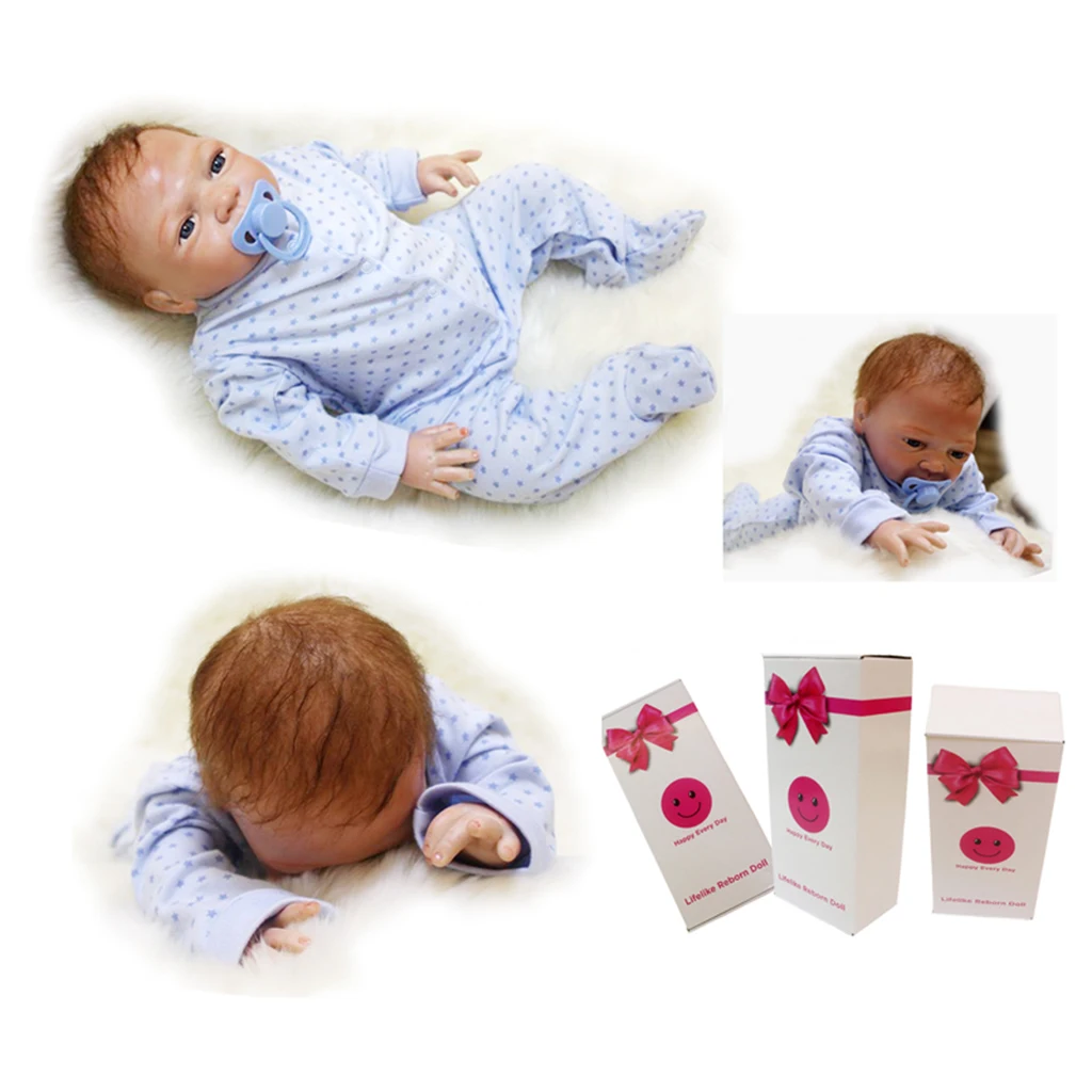 Реальная жизнь 18 дюймов Reborn Doll наборы винил новорожденный кукла с упитанными волосами, одежда, магнитная соска, бутылочка для кормления