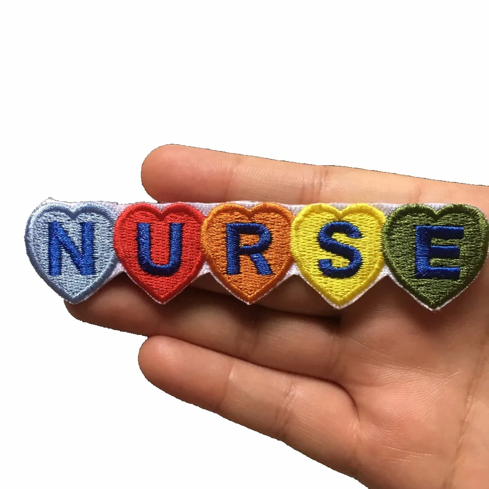 

2 PCS Colorful NURSE Patches for Clothes Iron on Patch for Hats Embroidered Stickers DIY Decoration Embroidery Appliques Letters