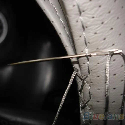 Новые кожаные DIY чехол рулевого колеса автомобиля в комплекте иголки и нитки 3