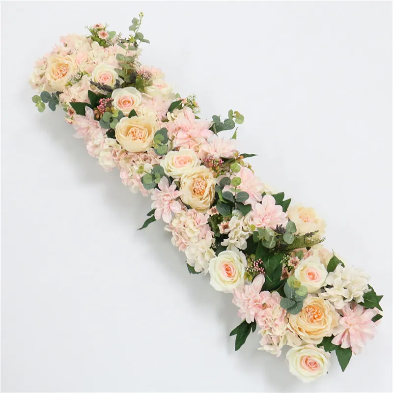 B Pink custom made Artificial rose flower row Wedding background wall arch Welcome desk decorative fake flower Home holiday decoration - Цвет: B Pink