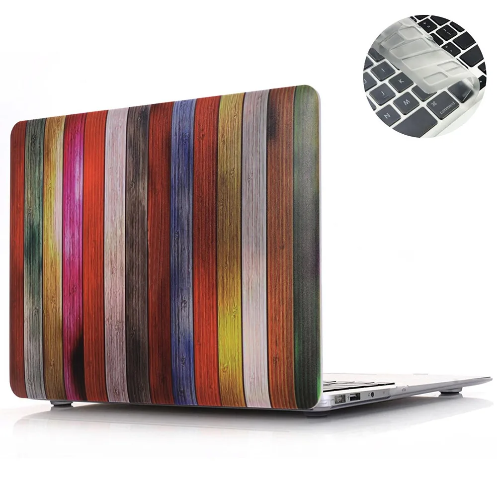 Жесткий чехол 2 в 1 с деревянным узором + для клавиатуры MacBook retina Air Pro 11 13 15 A1278 A1398 A1534
