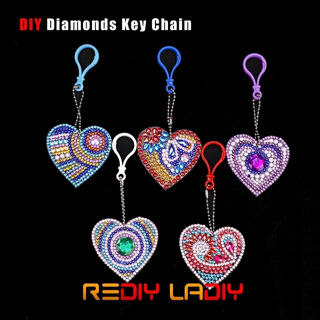Hearts DIY брелок для ключей Алмазная вышивка крестиком специальная форма Алмазная мозаика пиксельное искусство хобби и ремесла Алмазная вышивка - Цвет: Hearts