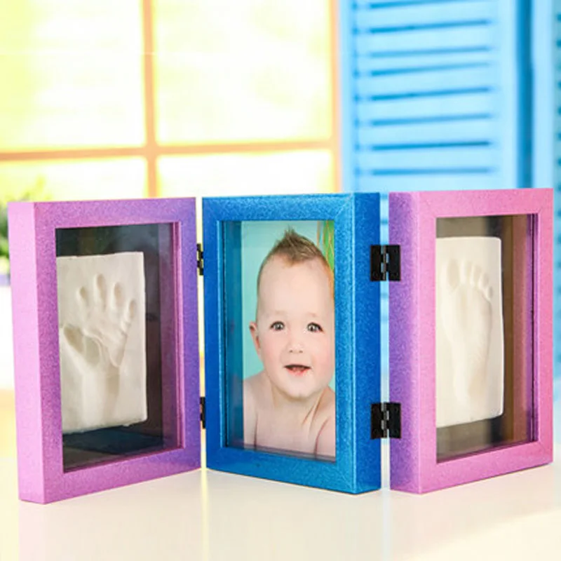 

Photo frame swing sets creative child born baby hands and feet inkpad Memorial combination phase frame wall sticker Home decor