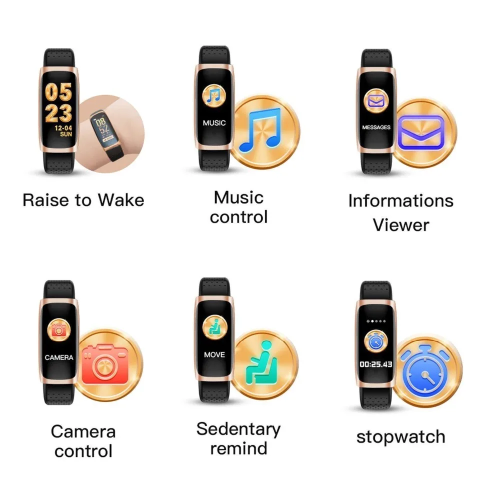 Timethinker Smart Band IP68 Waterproof Call SMS Bracelet Heart Rate Monitor Pedometer Sleep Fitness Tracker SportWristband | Электроника