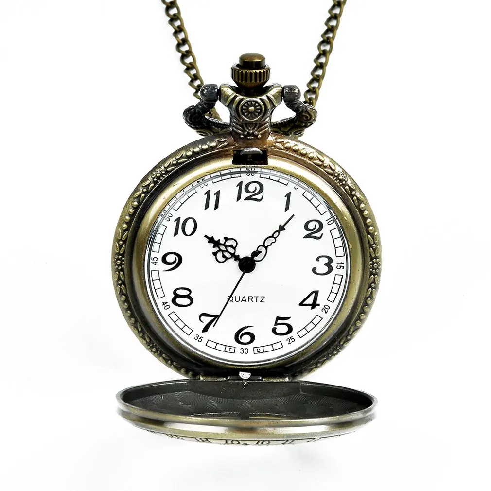 Золотой Large Pocket Watch Bronze Element Retro Pocket Watch Classic Design Men'S Women'S Fashion Quartz Pocket Watch Creative Gift - Цвет: Золотой