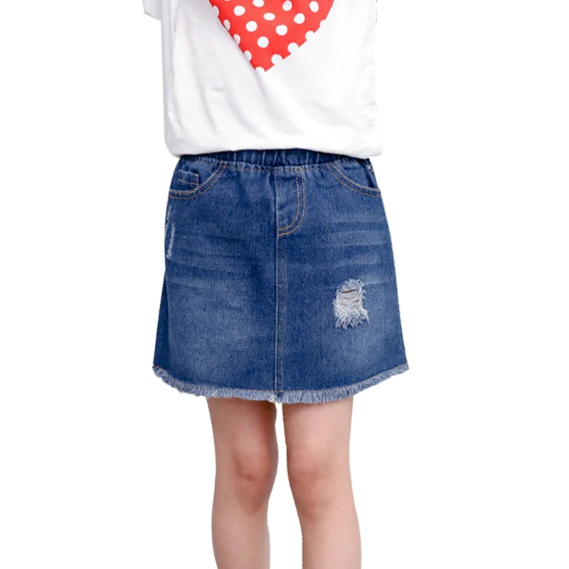 

Trendy Tassel Fringed Baby Skirt Summer Kids Clothes Girls Denim Skirt Casual Girls Hole Jeans Skirts Clothing Children 3-12Y