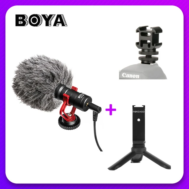 BOYA BY-MM1 микрофон накамерный видео Запись микрофон для Xiaomi DJI Osmo Карманный DSLR камера sony iPhone PK Rode - Цвет: add mount clip-set