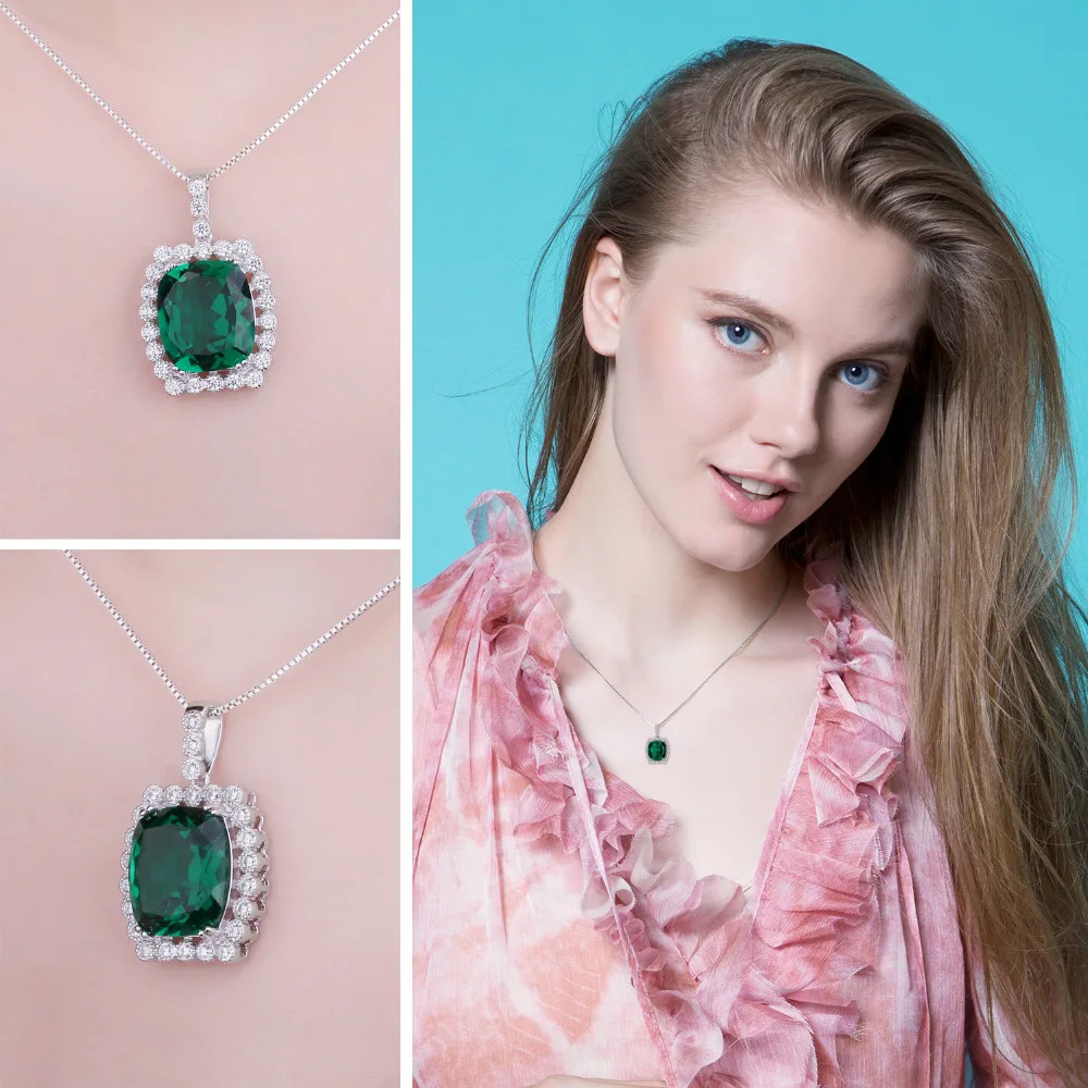 JewelryPalace Роскошные 11ct создан Изумрудный Подвески стерлингового серебра 925