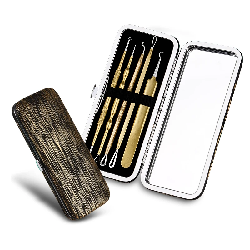 

5pcs/set Acne Needle Face Skin Care Tools Set Pore Spot Cleaner Blackhead Blemish Pimples Removers Blackhead Tweezers FS87