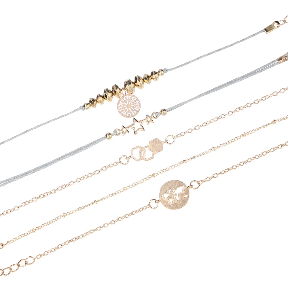 5 шт./компл. женские классические звезды карта геометрические Резные браслет с