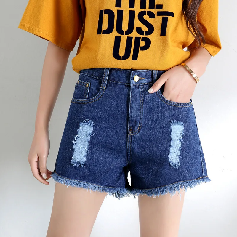 2019 летние модные широкие брюки и шорты с высокой талией женские джинсовые новые