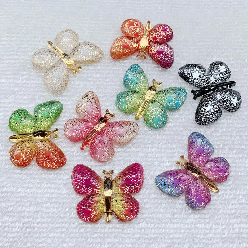 A19A DIY Красочные бабочки формы 20шт плоская задняя сторона акриловые Стразы Украшения для лица лицо драгоценные камни 25*32 мм-A19 - Цвет: A19A