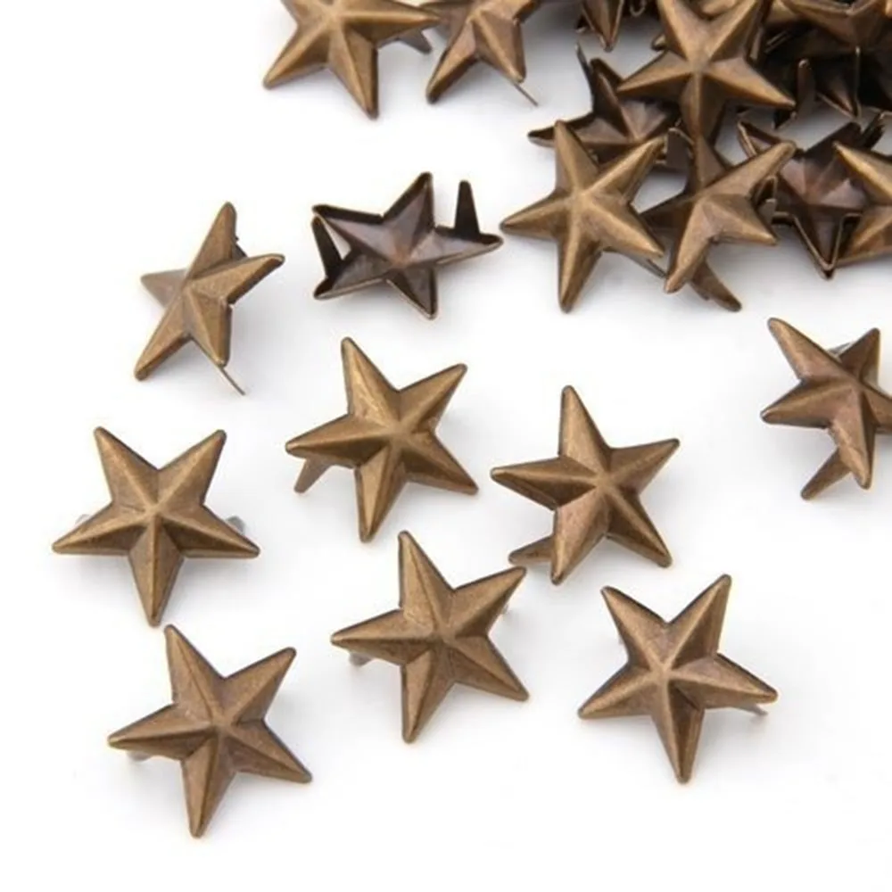 100 шт. заклепки для одежды бронза Цвет с заклепками и звездами плетения браслетов в стиле панк сумка перчатки