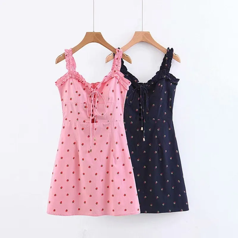 Мини платье с цветочным принтом и оборками женское винтажное прерия шик