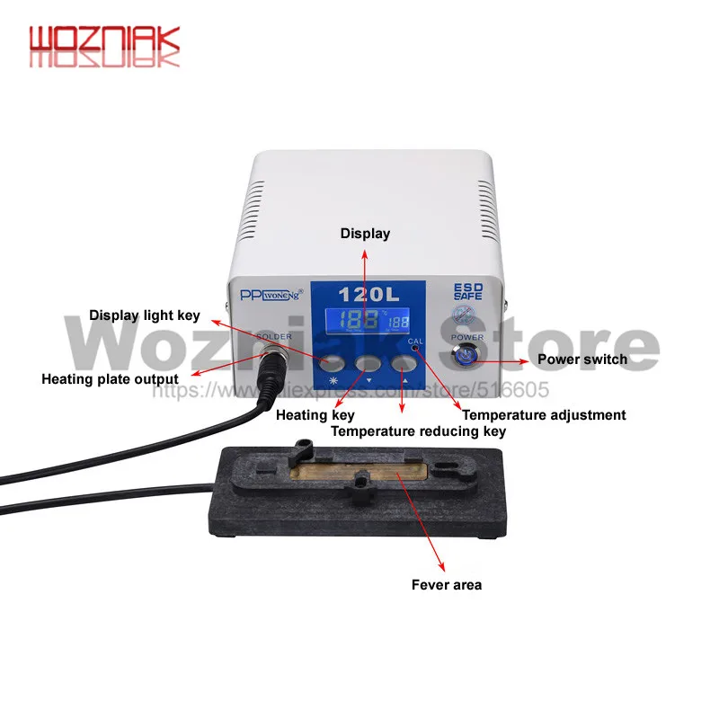 PPD120 SET 220V PPD 120L PPD 120L Распайка паяльная станция отпайка процессор чип A8 A10 A12 удалить сварочная платформа для iPhone A8-A12 X Основная плата - Цвет: PPD120 SET 220V