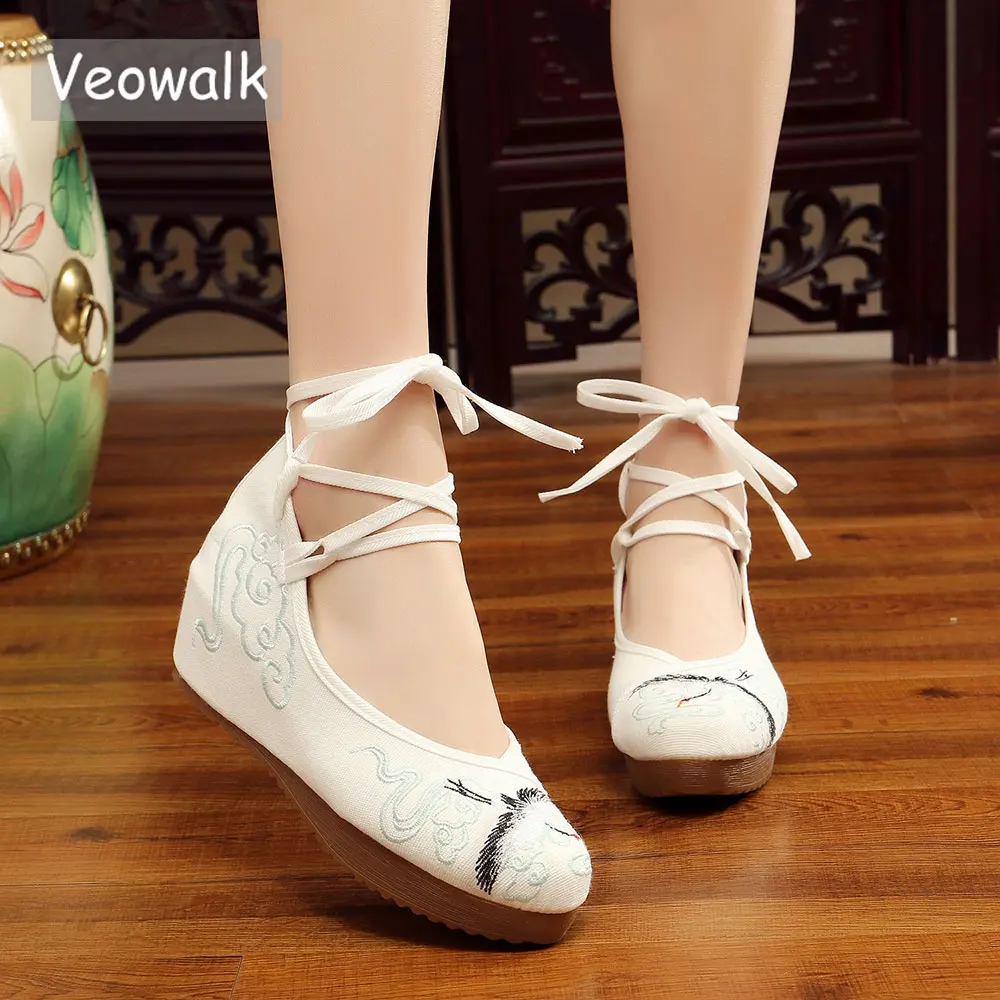 Женские холщовые туфли Veowalk Crane на скрытой платформе Элегантная удобная
