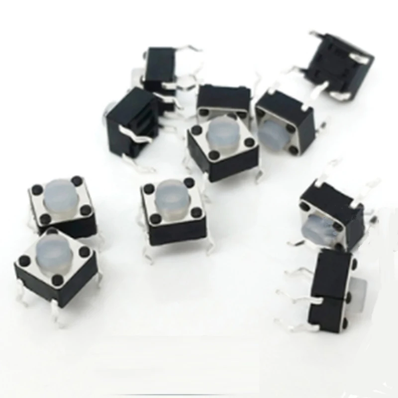 20 шт./лот 6x6x5 мм 6*6*5 4PIN прозрачный силиконовый беззвучный тактильный такт