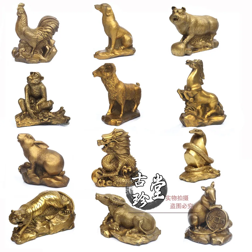 Медные поделки Seiko большие двенадцать знаков зодиака крыса бык тигр кролик