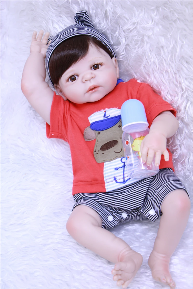 22&quot girl boy bebe doll reborn full body silicone vinyl babies children bath toys NPK realista bonecas | Игрушки и хобби