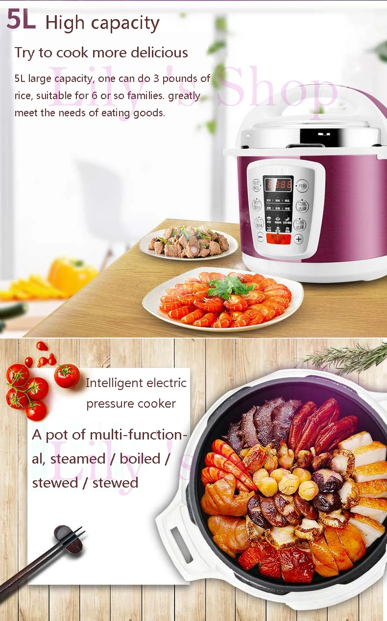 DMWD электрическая скороварка 5L smart интеллигентая(ый) рисоварка бытовой 0-24 часа в сутки с антипригарным покрытием суп банки тушенки purplesand утепленная одежда 220 ЕС и США