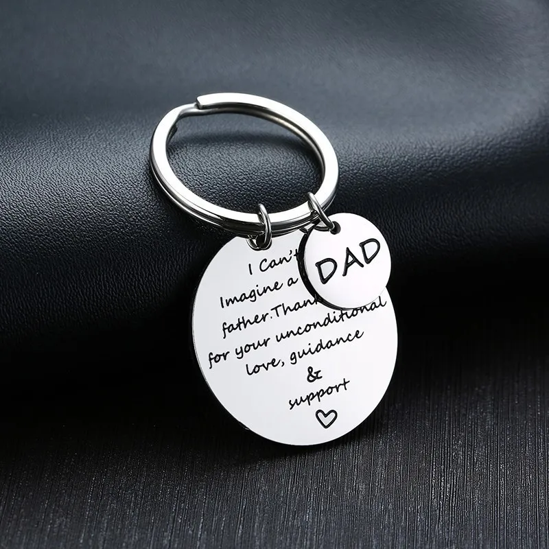 Vnox TO MY DAD Key Chains Stainless Steel Double Tags Engraved Love Papa Words Best Gifts for Father - Color: KR-013S-2